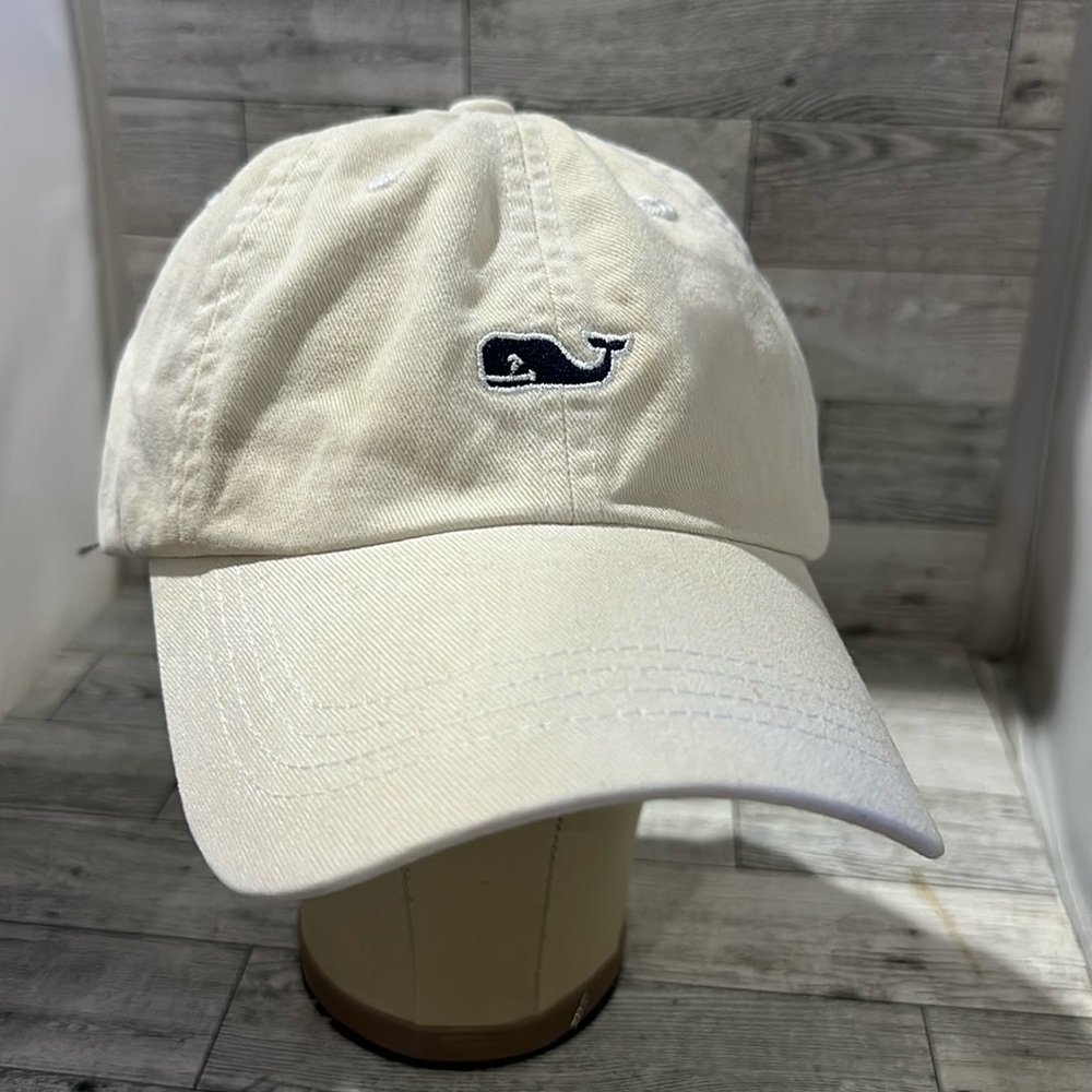Vineyard vines cream distressed baseball cap hat